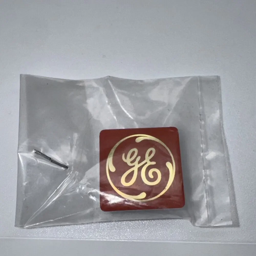 Vintage GE Pin General Electric Enamel Lapel Badge Orange-Red & Gold Logo, New